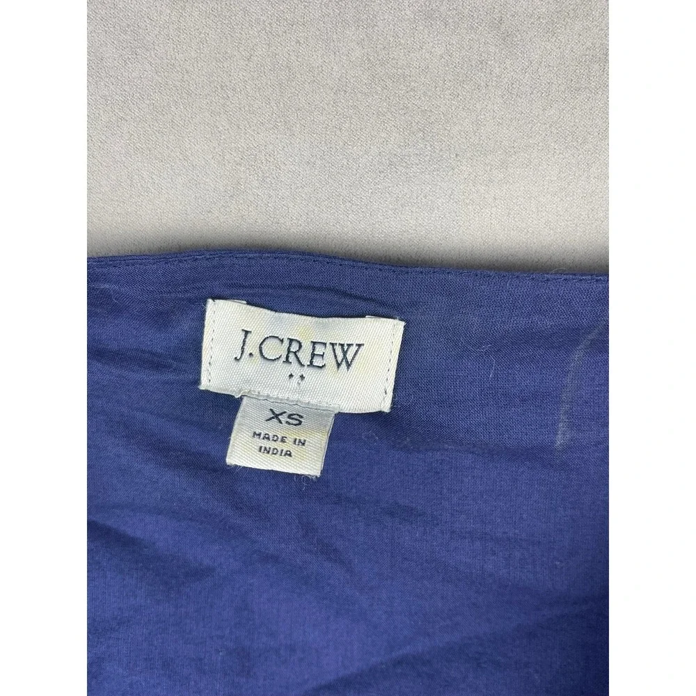J.Crew Re-Imagined Navy Blue Eyelet Lace Cotton Mini Dress XS V-Neck 3/4 Sleeve‎